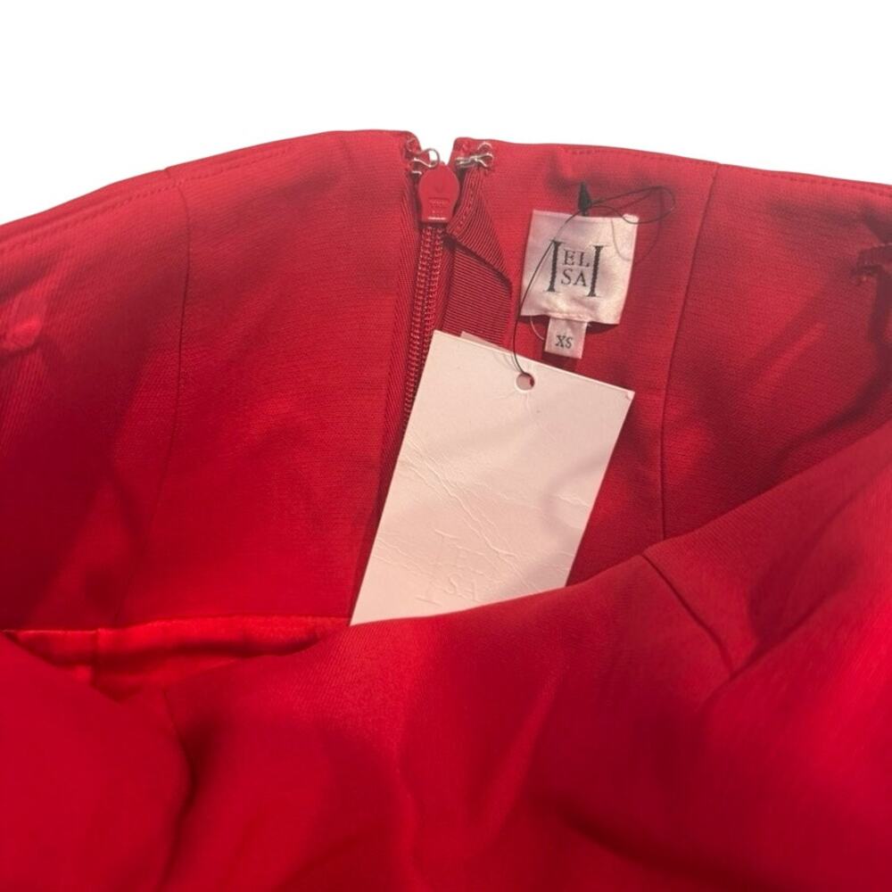 Helsa The S Curve Dress With Bow in Lipstick Red, Size XS - Picture 6 of 9